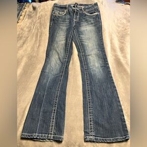 Amethyst Women’s Western Thick Stitch Stretch Denim Jeans Size 3 Bootcut Y2K